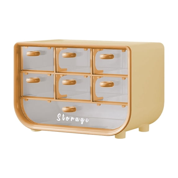 Desktop Storage Organizer, Multi-Drawer Storage Box with Transparent Drawers, Large Capacity Desk Organizer for Cosmetics Stationery Jewelry, Compact Desktop Organizer for Home Office Dorm