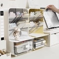 thumbnail image 1 of Desktop Storage Organizer Rack 7-Grid Slanted Pen Case Stationery Holder, Cosmetics Organizer, Multi-Functional Desk Shelf for Home Office Dormitory, 1 of 6
