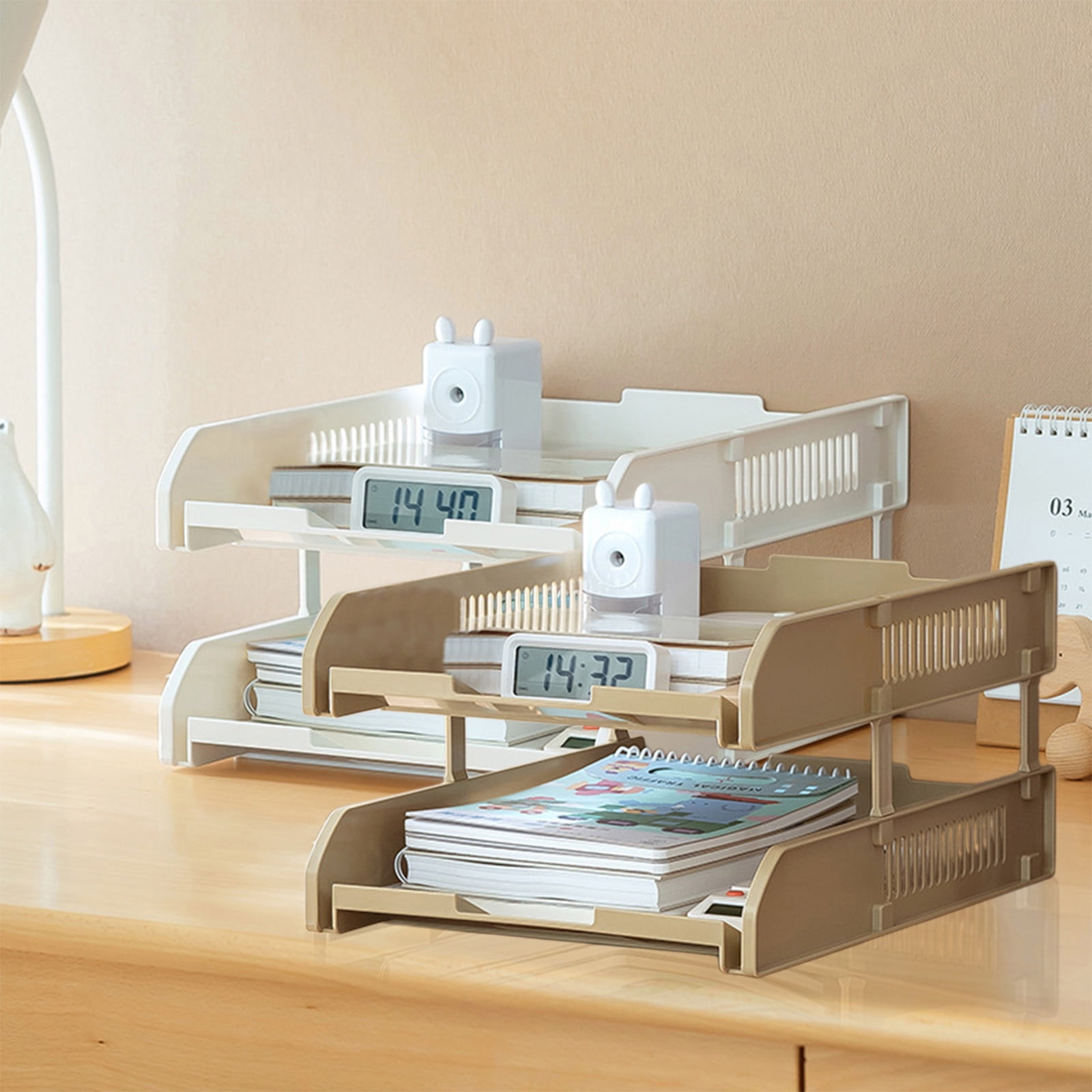 Desktop Storage Organizer Shelf, Plastic Multi Layer Rack with ...