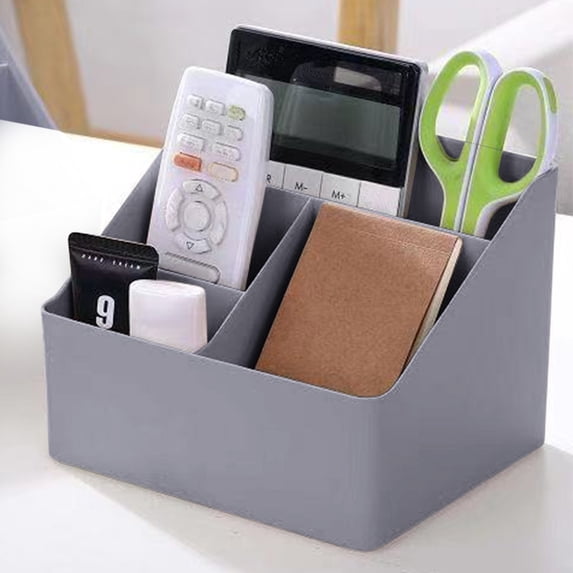 Desktop Storage Organizer, Tiered Countertop Storage container with Angled Compartments for Home Office materials, Cosmetics, and Remote regulators - Space Saving Desk Organizer Rack