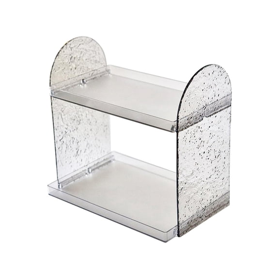 Desktop Storage Rack Organizer Makeup Stand Office Storage Rack Desktop Organizer Shelf Table Sundries Display Shelf for Dorm Gray