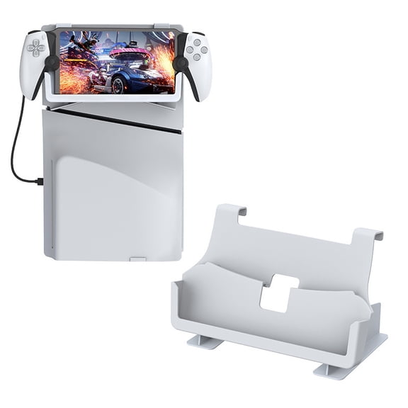 Desktop Storage Stand for PS5 Portal - Side-Mount Display Holder with Charging Cable Included, Anti-Slip Base, Scratch-Resistant Design, Space-Saving Organizer | PS5 Portal Accessories