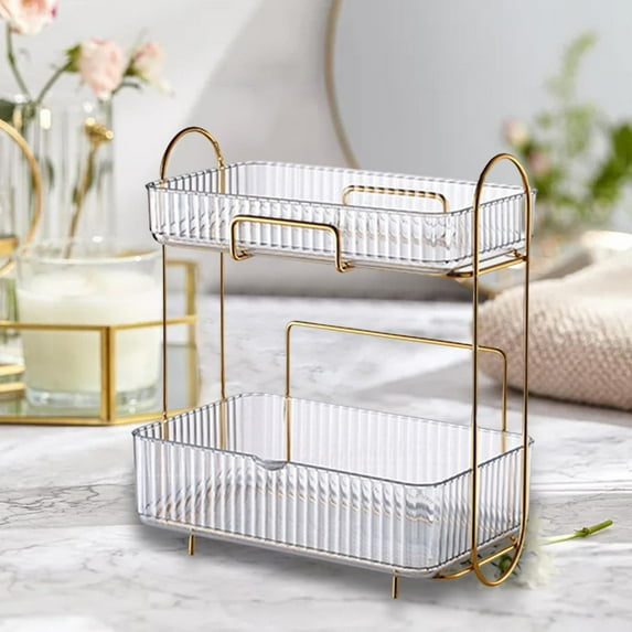 Desktop Sundries Storage Box Bathroom Organizer Container Bedroom Storage Tray Multifunction Skincare Holder Multifunctional for Vanity Desk Clear