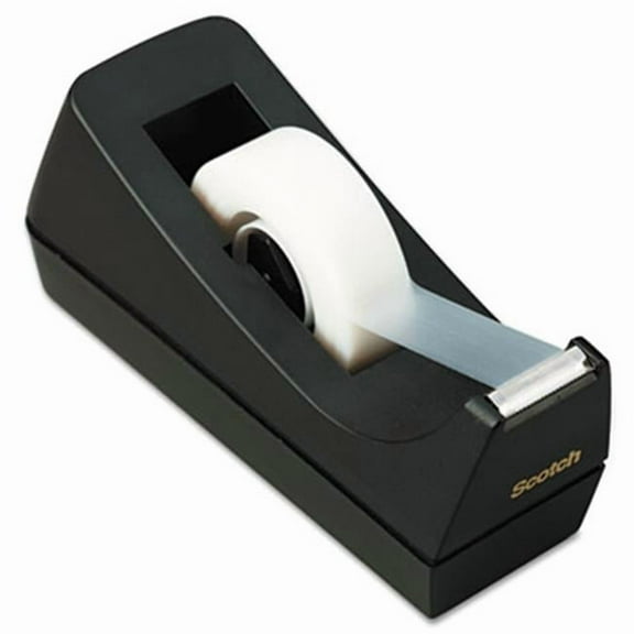 Desktop Tape Dispenser 1'' core Weighted Non-Skid Base Black