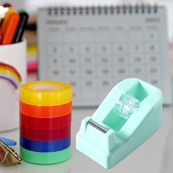 Desktop Tape Dispenser – 4.2 x 2.4 x 1.8in with Cutter for Home Office Adhesive Tape Roll Holder(Green)