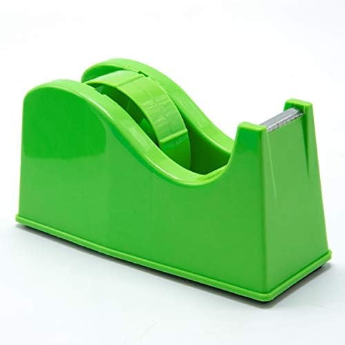 Desktop Tape Dispenser Adhesive Roll Holder (Fits 1" & 3" Core) with Weighted Nonskid Base (1Pack-Green)