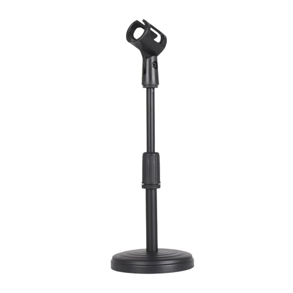 Desktop Telescopic Microphone Stand, Adjustable Height Desk Mount with Round Weighted Base, for Live Streaming, Recording & Karaoke