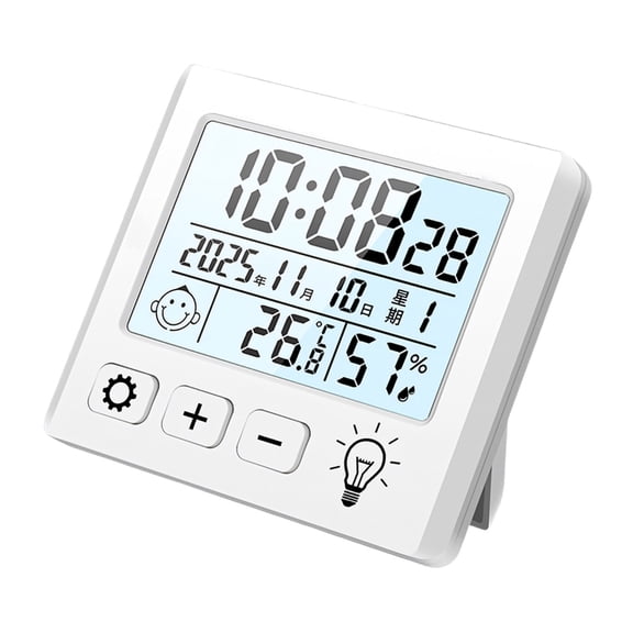 Desktop Thermometers Hygrometer with Time Date Display for Home Indoor Offices Temperature Humidness Measuring Meter Gauge