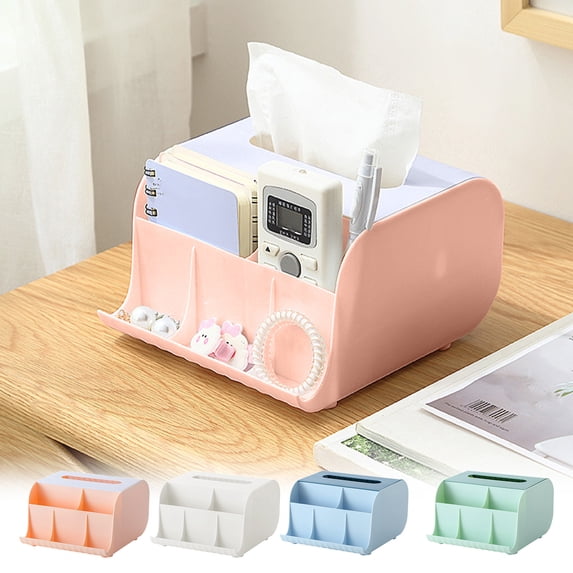 Desktop Tissue Box Plastic Organizer | Multi-Functional Storage for Living Room & Office | Multiple Color Options | Durable & Easy Clean | Compact 18.5x17x10cm | 1 Pack
