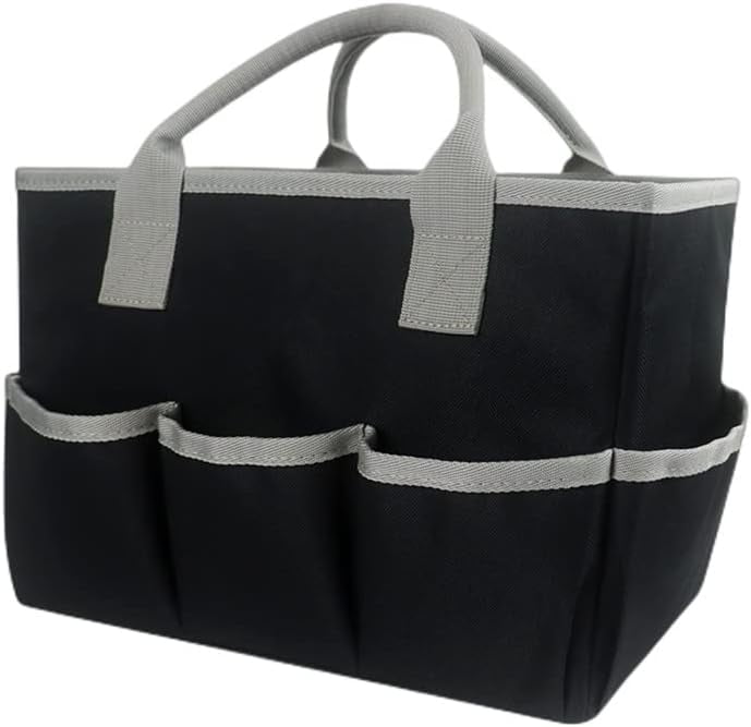 Desktop Tote and Stock Organize,Craft Storage Bag,Teacher Helper Bag, Organization Art Caddy Organizer with Handles 5 Pockets for Arts, Books, Stationery Office Desk Organize (Black)