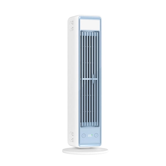 Desktop Tower Fan Oscillating Quiet Personal Table Cooling Fan with Strong Airflow Multi Speed Settings for Home Office Desk Bedroom Countertop White Blue 14.65x4.92x4.92