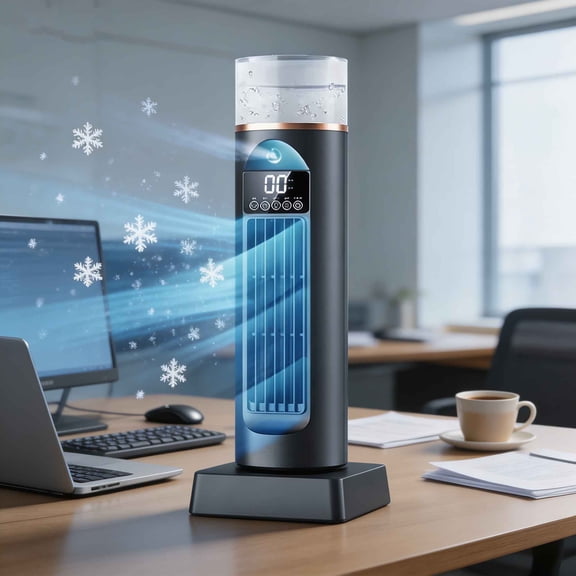 Desktop Tower Fan with Humidifier, 6-Speed USB Portable Cooling Fan with Water Tank, Quiet Air Cooler for Home Office Desk Use