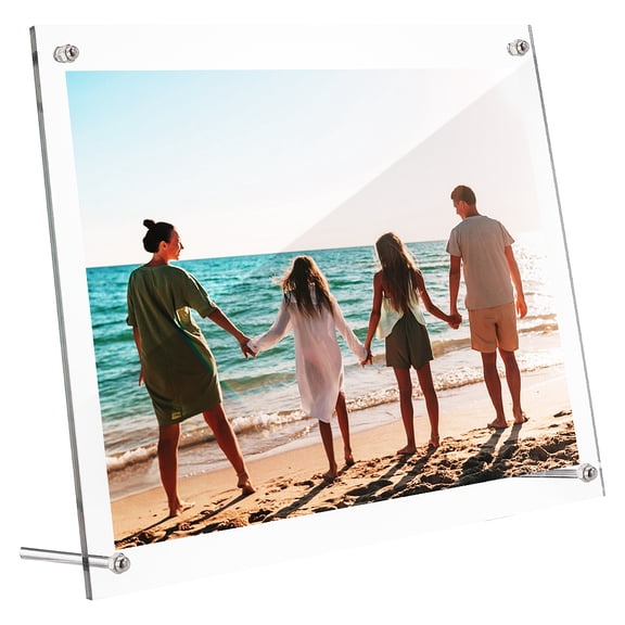Desktop Transparent Acrylic Picture Frame Horizontal Double Sided Photo Frame for Photo Display Rectangle Clear 332x245x2.5mm