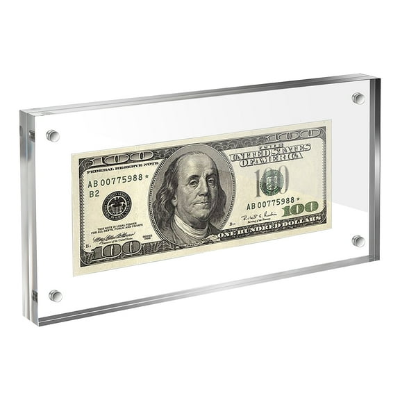 Desktop Transparent Acrylic Picture Frame Horizontal Magnetic Double Sided Photo Frame for Photo Display Rectangle Clear 20x10x0.95~1.9cm DIY