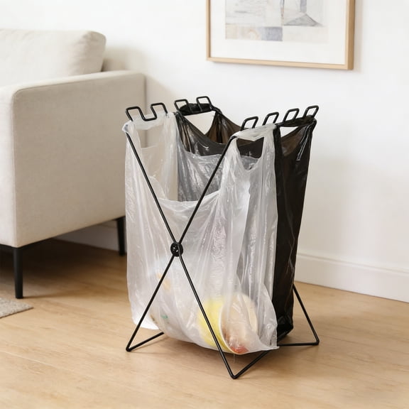 Desktop Trash Bag Holder,Small Garbage Bag Rack,Home Kitchen Countertop Folding Trash Bag Bracket Organizer Dishcloth Towel Rack, 22.05x9.06x0.39in