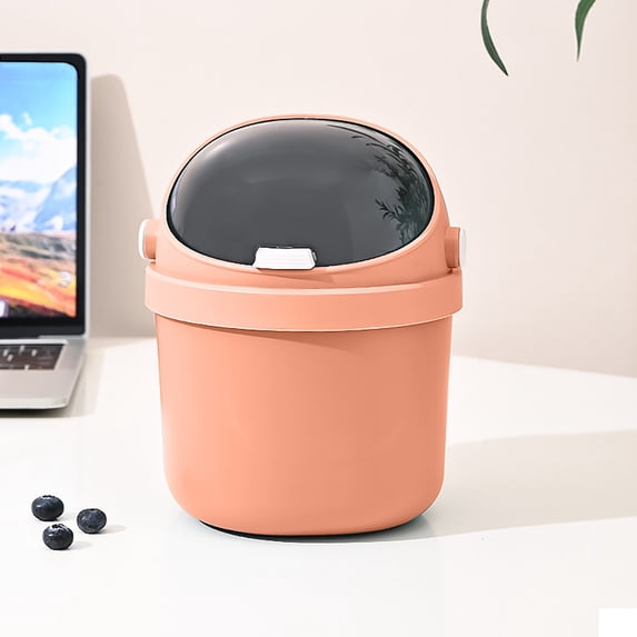 Desktop Trash Can with Flip Lid, Cute Compact Waste Bin Odor Control and Easy Clean, Small Space Saving Garbage Can for Student Dorm Desk Living Room Kitchen Bathroom Use