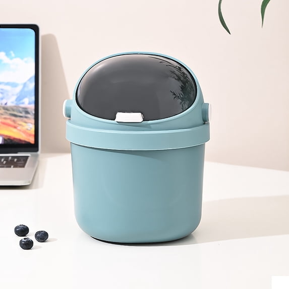 Desktop Trash Can with Flip Lid, Cute Compact Waste Bin Odor Control and Easy Clean, Small Space Saving Garbage Can for Student Dorm Desk Living Room Kitchen Bathroom Use