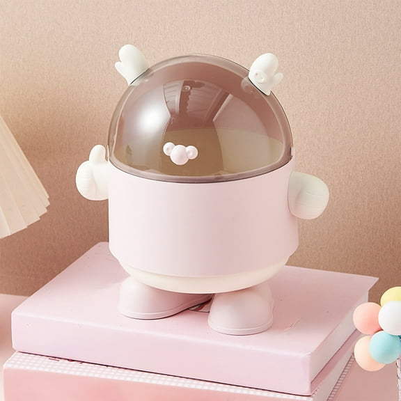 Desktop Trash Can with Lid for Home Office Desk Organizer, Cute Plastic Storage Bucket with Wide Opening and Odor Control, Small Clutter Bin for Stationery and Snacks