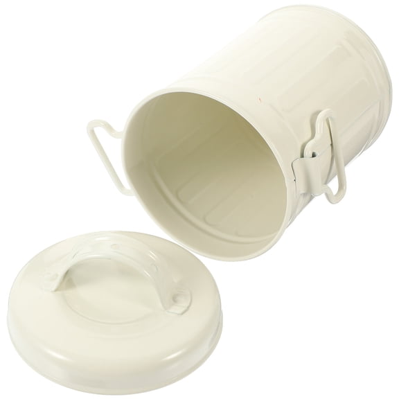 Desktop Trash Can Metal Bucket with Lid Mini Countertop Small Garbage Car Pen Holder Office