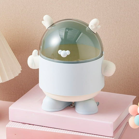 Desktop Trash Can Organizer, Cute Loong Design, Plastic Construction, Odor-control Lid, Wide Opening for Easy Disposal, Home Office Decor, Topliu