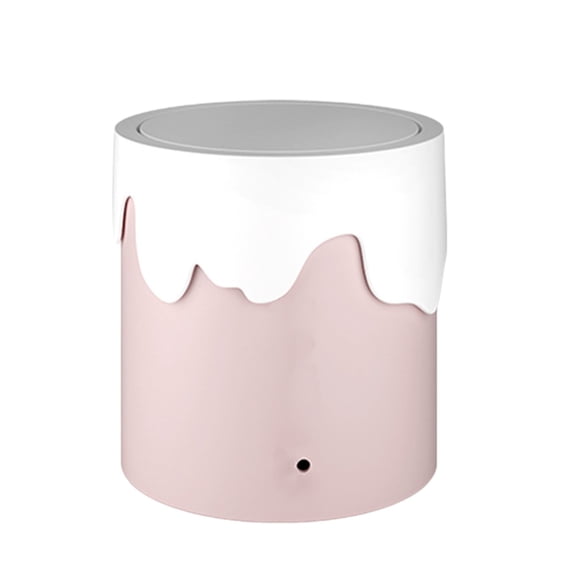 Desktop Trash Can, Pink Cute Small Plastic Scandinavian Storage Bucket with Lid for Bedroom Bedside Office, Multi Scene Use with Wider Pressure Ring
