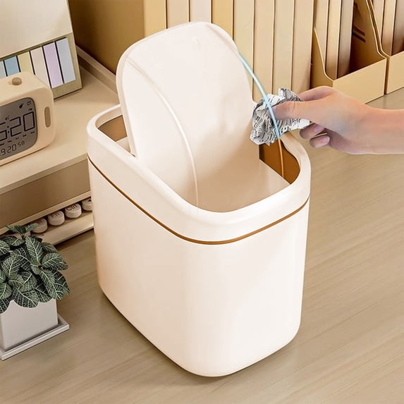 Desktop Trash Can, Small Plastic Garbage Bin, Home Office Desk Waste Basket, Space-Saving Slim Design, Anti-Slip Base, Durable Lightweight Container, Kitchen, Car, Living Room