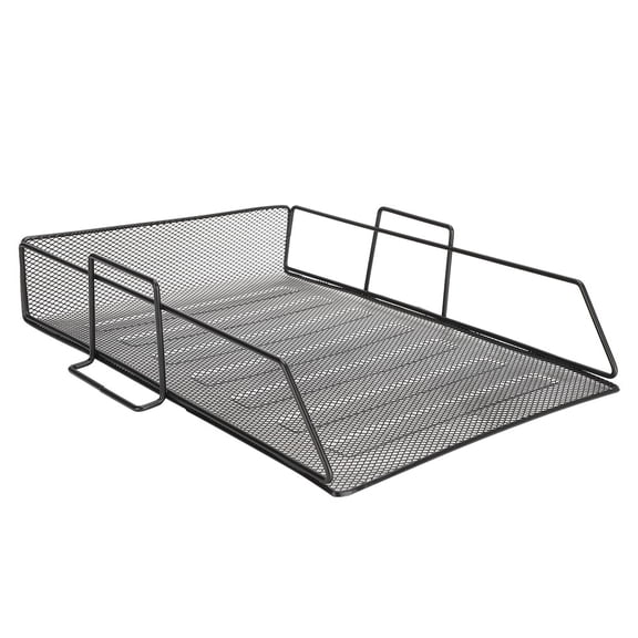 Desktop Tray Organizer Document Letter File Rack Metal Wire Storage Bookshelf Tiered Holder for Office Organization, 14.2x12.2x4.3 Inches / 36x31x11 cm