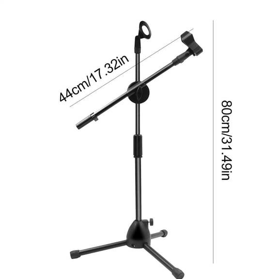 Desktop Tripod Boom Mic Stand Adjustable Short Tripod With Mic Clip, Collapsible Metal Base For Podcasting, Streaming & Recording (Mic Not Included)