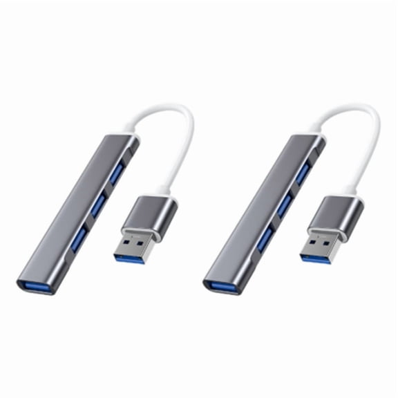 Desktop USB 3.0 Hub Docking Station, 2-Port, Silver Metal Shell, Plug-and-Play