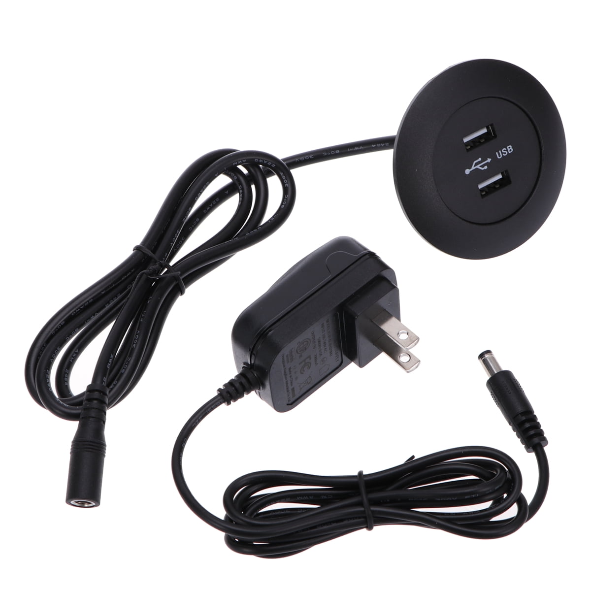 Desktop USB Charger Dual USB Ports Desk Power Grommet Easy to Plug