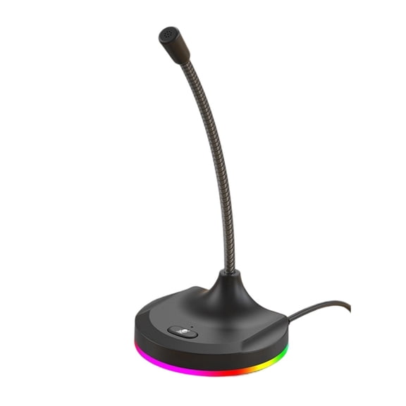 USB Desktop Microphone Computer Microphone Adjustable Studio with LED Lighting Gaming Chatting Online Class