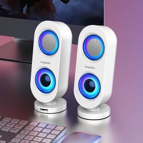 Desktop USB Computer Speaker Mini Subwoofer, High Volume, Clear Treble, Built-in Battery, Portable Computer Speakers for Desktop Monitor Wired Small Audio Speaker