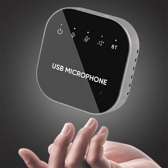 Desktop USB Conference Speakerphone BT Microphone 360 Omnidirectional Condenser Computer Mic with Speaker