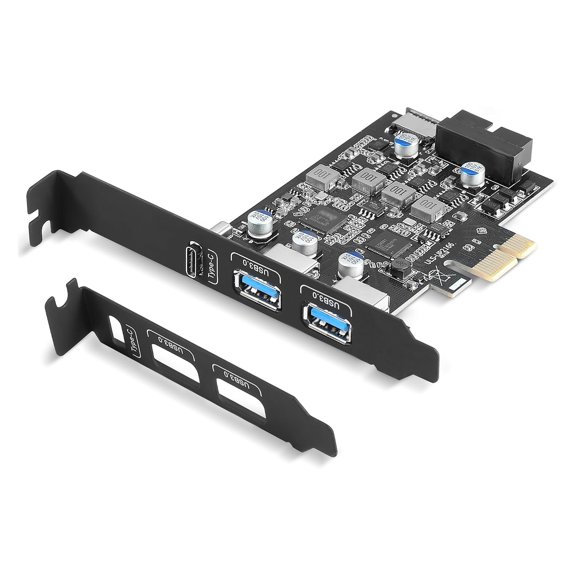 Desktop USB Expansion Card with 5 Gbps External Data Support, UASP, Type-E and 19-Pin Internal Headers, Two Mounting Option for Different Case Layouts