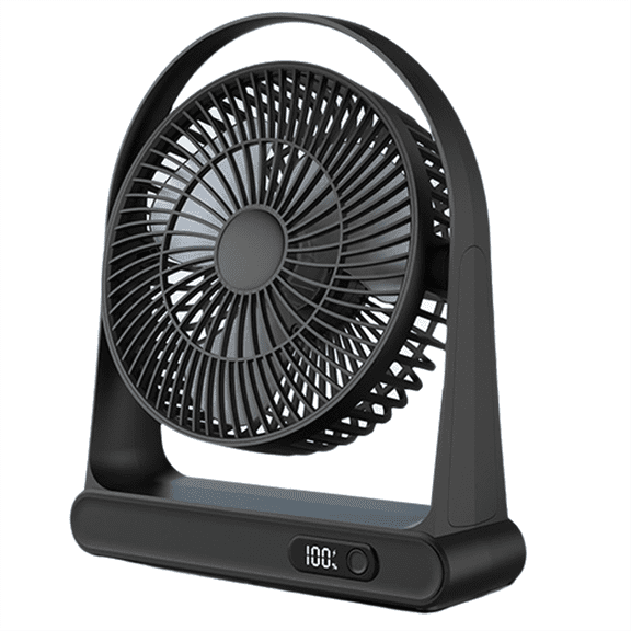 Desktop USB Small Fan, Office Mini Portable Rechargeable Digital Display Fan,Black
