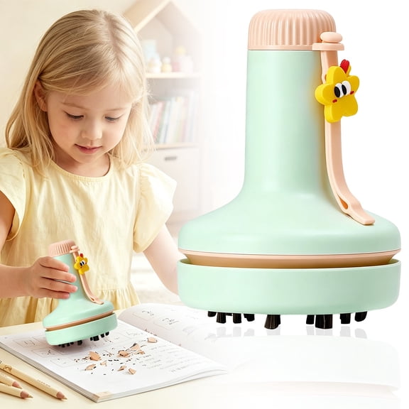 Desktop Vacuum Cleaner,3.39X4.61" Handheld Table Dust Sweeper,Portable Eraser Crumb Cleaner,Battery Powered Tabletop Vacuum,Cute Desk Cleaning Tool for Homework,Office,Keyboard,Countertop, Workbench