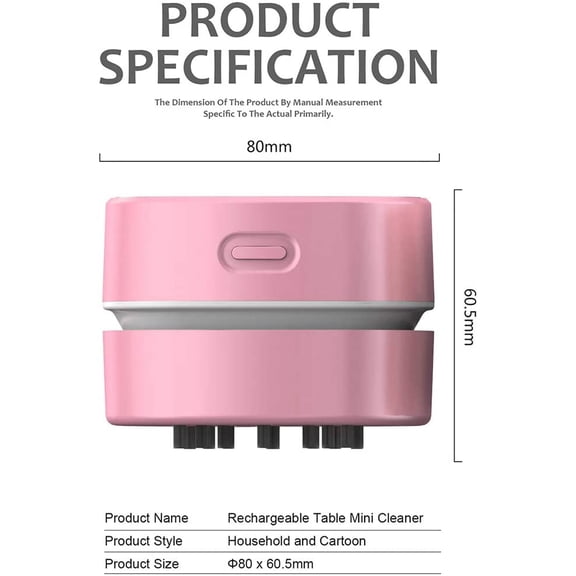 Desktop Vacuum Cleaner,Mini Table dust Sweeper Energy Saving,High Endurance up to 400 mins,Cordless&360 Rotatable for Cleaning Hairs,Crumbs,Computer Keyboard of Gifts for Kids (Pink)