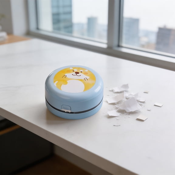 Desktop Vacuum Cleaner, Portable Mini Table Vacuum Cleaner, Electric Cordless Keyboard Cleaner Strong Suction Dust Cleaner for Desk Crumbs Eraser Shavings Paper Scrap Office Students Home Use, Blue