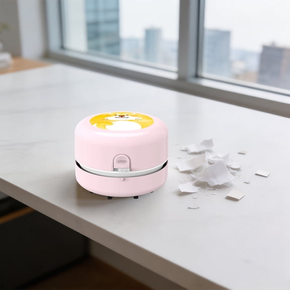 Desktop Vacuum Cleaner, Portable Mini Table Vacuum Cleaner, Electric Cordless Keyboard Cleaner Strong Suction Dust Cleaner for Desk Crumbs Eraser Shavings Paper Scrap Office Students Home Use, Pink