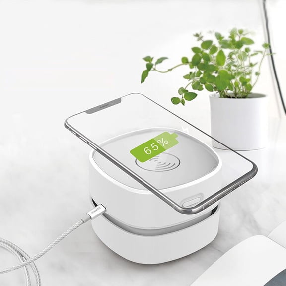 Desktop Vacuum Cleaner With Wireless Charging,Portable Mini Keyboard Sweeper Crumb Food Hair Remover Strong Suction Low Noise Efficient Cleaning For Home Cars Office Tables And Sofas-One Size