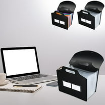 Desktop Vertical Organizer, Slanted File Holder, Multi Layer Expandable Folder for Paper Storage, Workspace Desk Organization, 1 Pack, Blue, by FAJHHA