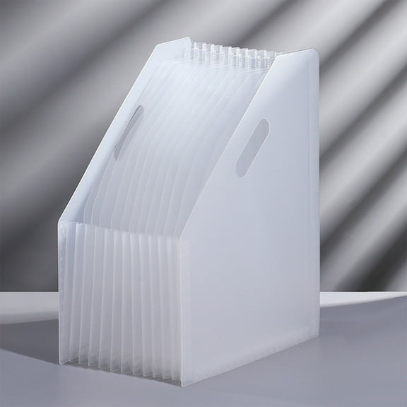 Desktop Vertical Slanted Mouth File Bag, Multi-Layer Expandable Paper Storage Rack, 13 Compartments with Buckle and Sign Tags for Office Organization