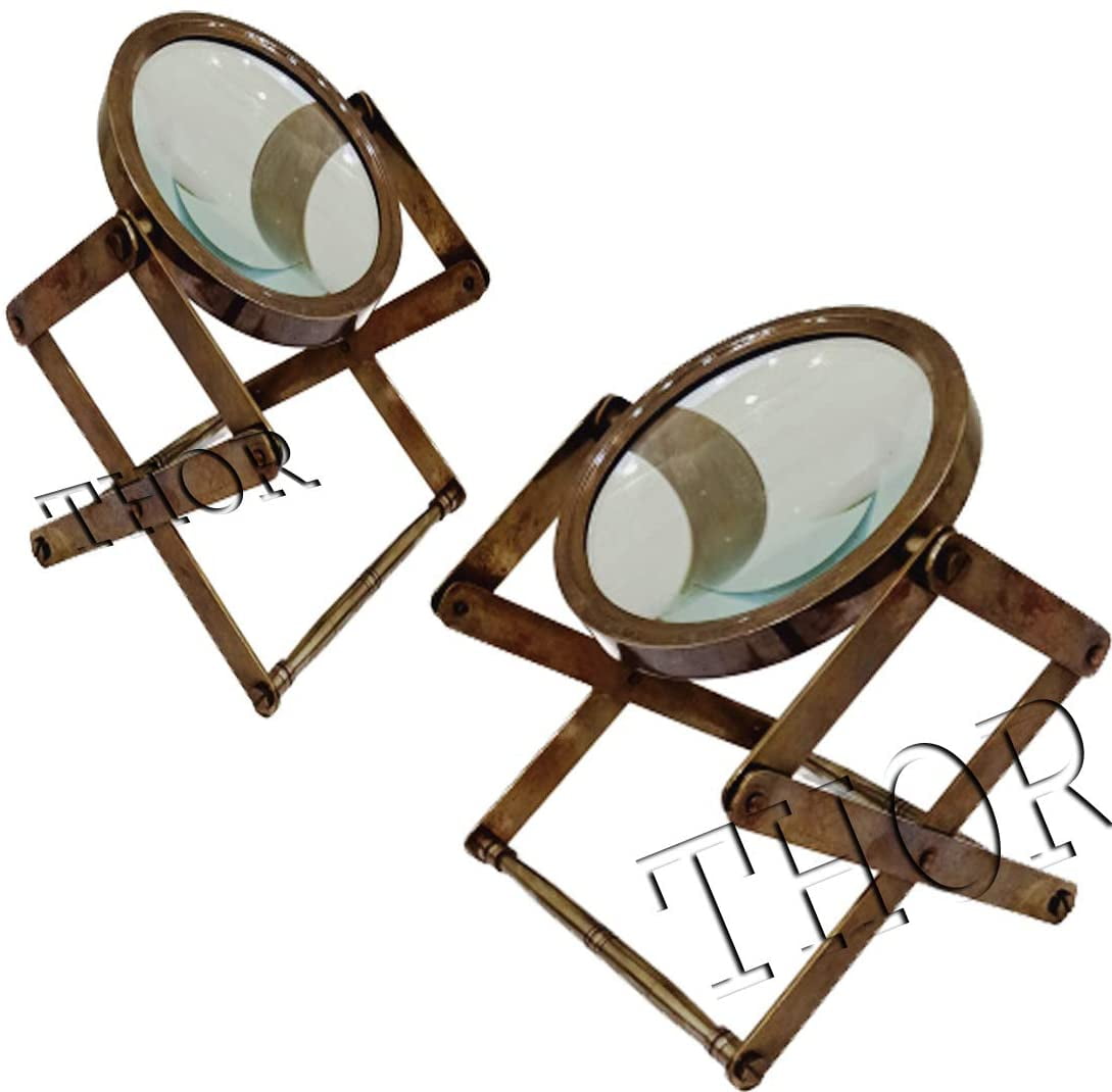 Desktop Vintage Style Antique Brass Adjustable Magnifying Glass Nautical Table Decor