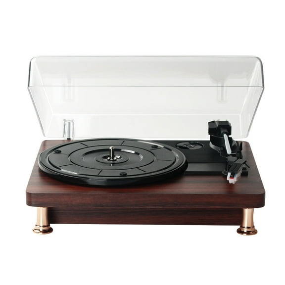Desktop Vinyl Turntable Record Player with Built-in Speakers and Bluetooth, Supports 3-Speed, Black