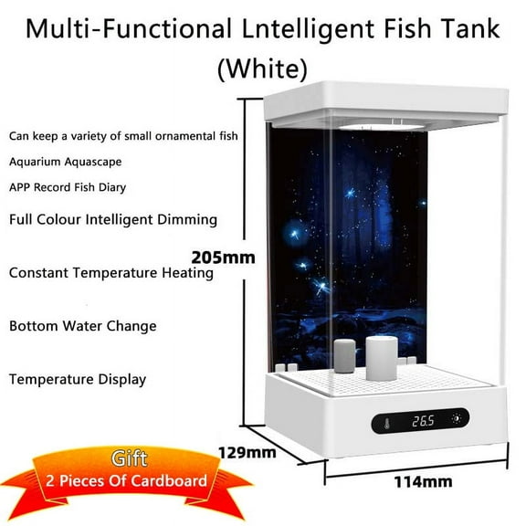 Desktop (WHITEK)Betta Fish Tank with LED Light, Adjustable Light Isolation Small Aquarium, Mini Plastic Fish Tank with Dimmable Lighting, Betta Fish Tank for Home Decor