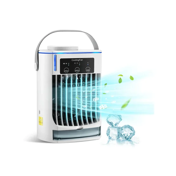 Desktop Water-Cooled Fan USB Cooling Fan Home Small Chiller 500ml Humidifier Three Wind Custom Adjustable With Blue Ambient Light For Room/Office