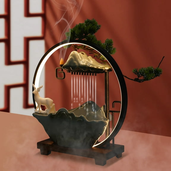 Desktop Water Fountain Indoor Waterfall with Atomizer & LED Table Decor Fountain