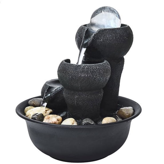 Desktop Water Fountain Submersible Pump Indoor Decoration, Portable Tabletop Decorative Waterfall Kit for Bedroom Office Home, Tabletop Zen Fountain Relaxation Illuminated Waterfall for Indoor Outdoor