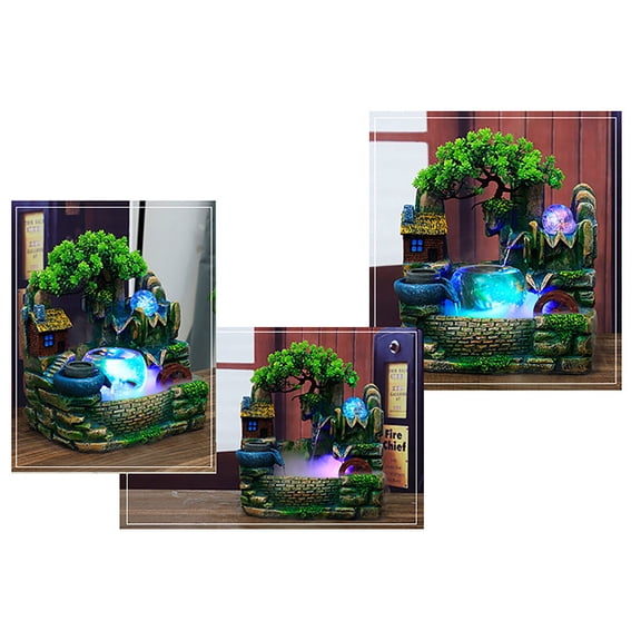Desktop Water Fountain Waterfall Rockery Atomizing Landscape Ornament Home Decor