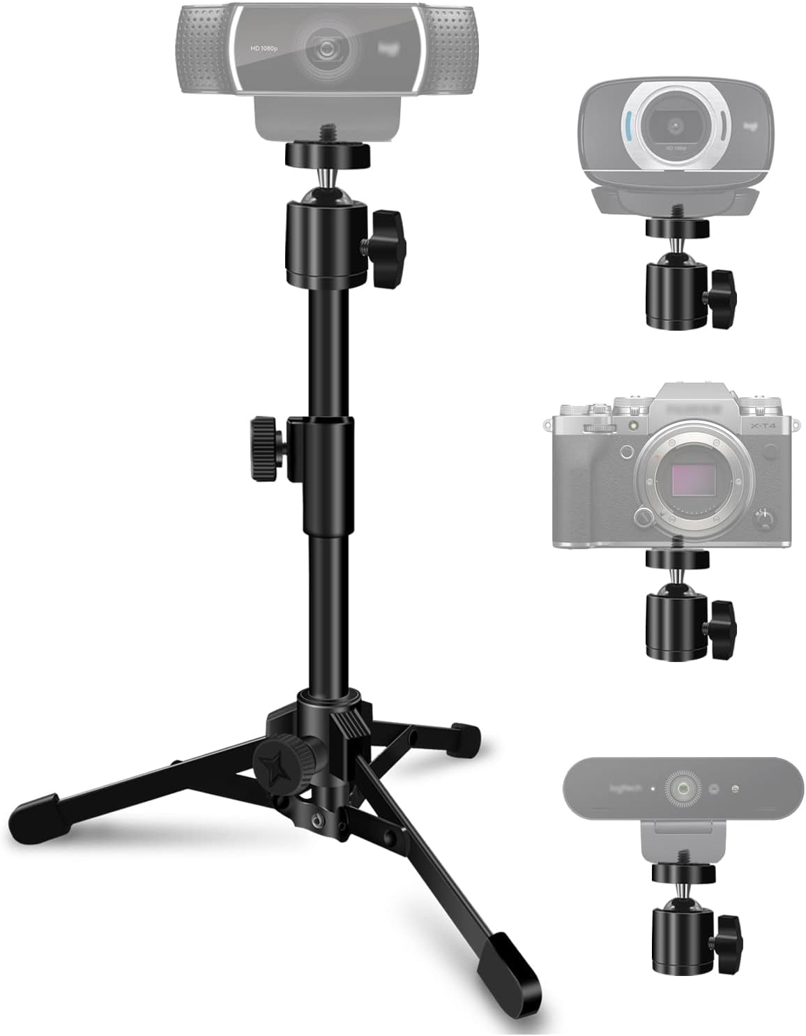 Desktop Webcam Tripod Stand, Extendable Webcam Camera Stand Tripod for Logitech Stream Webcam C925e C922x C922 C930e C930 C920 C615 and Other Devices with 1/4" Thread